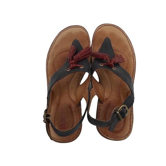 Born St Joe Boho Blue Red Tassel Leather Sandals Size 7 Women's - Picture 4 of 11